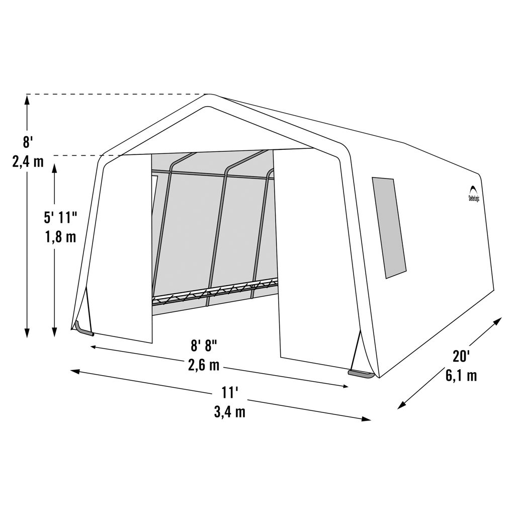 Abri d'auto 11x20x8 pi