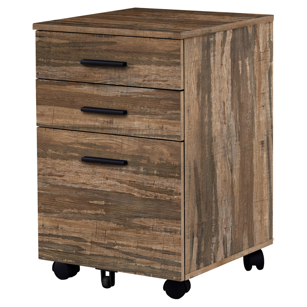 Faux wood filing cabinet on wheels