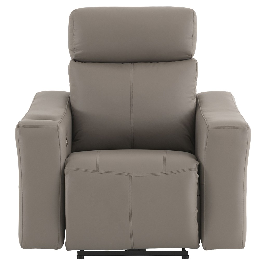 Leather and Faux Leather Power Recliner with Power Headrests