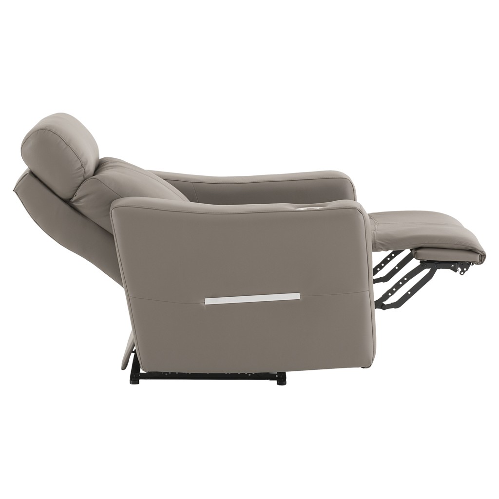 Leather and Faux Leather Power Recliner with Power Headrests