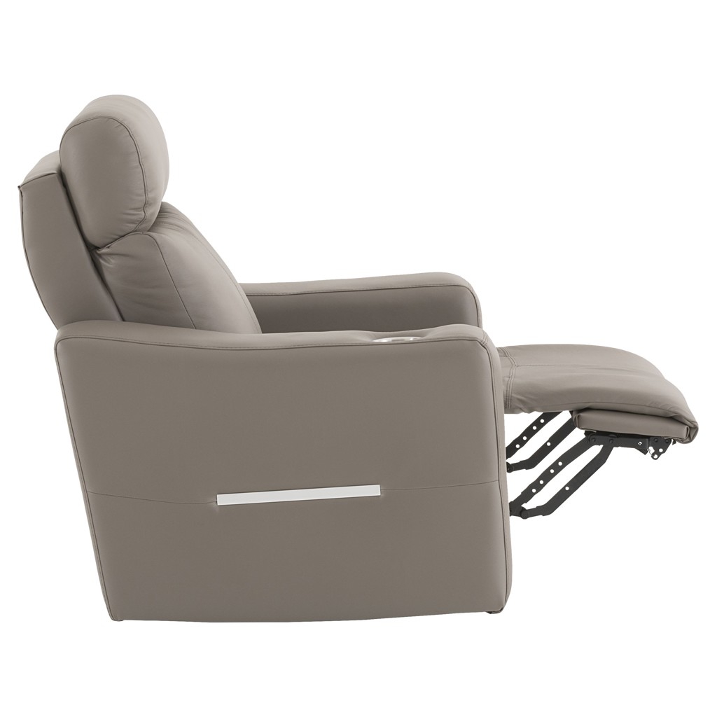 Leather and Faux Leather Power Recliner with Power Headrests