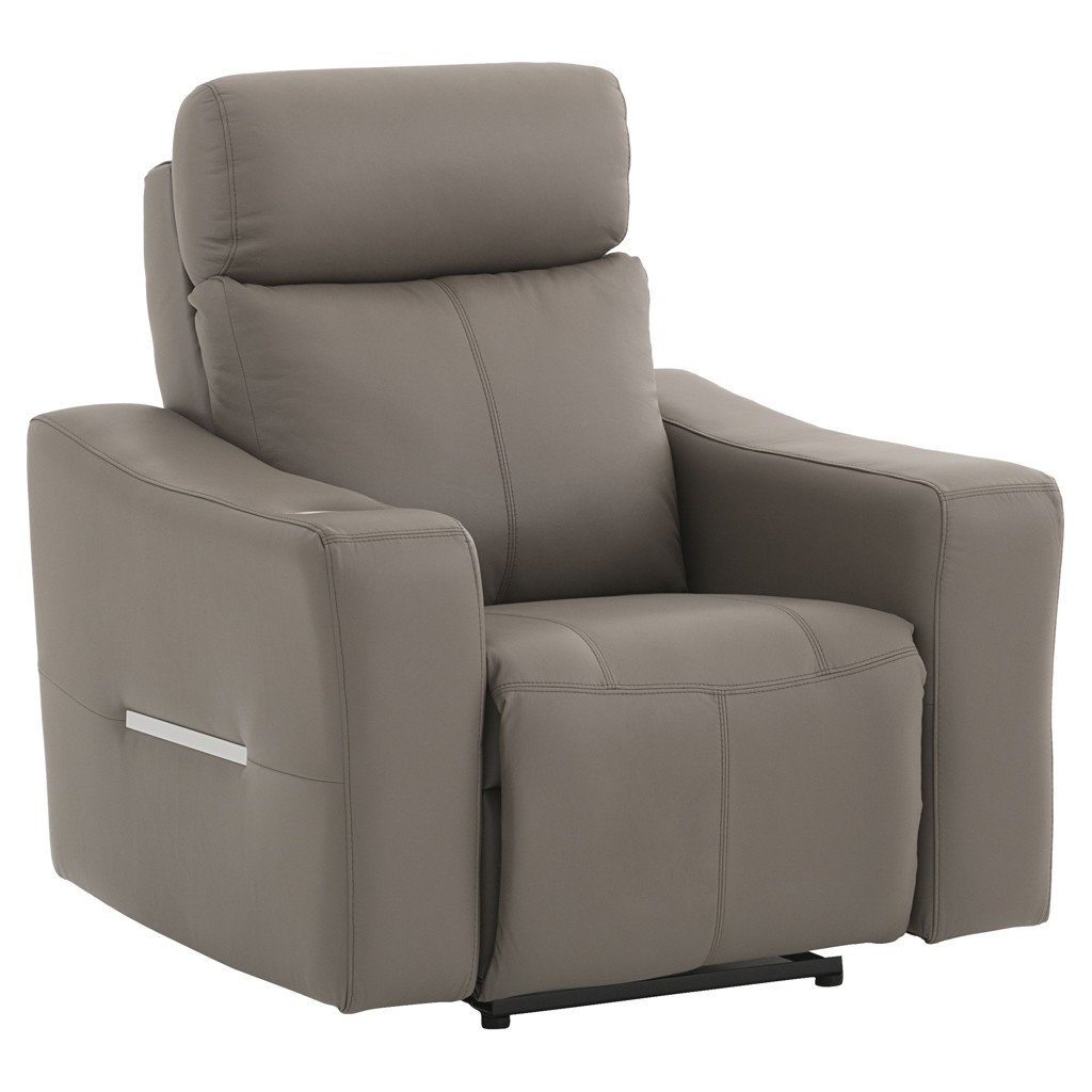 Leather and Faux Leather Power Recliner with Power Headrests