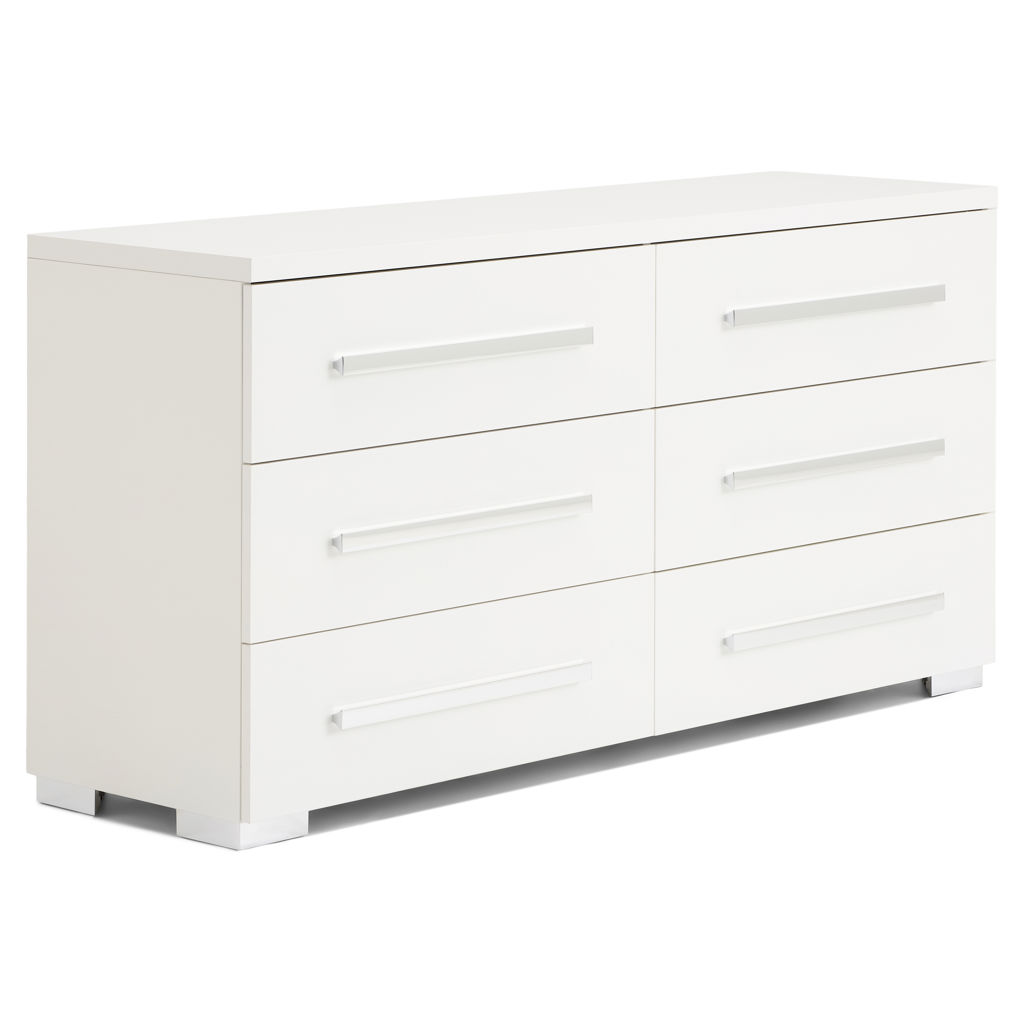 Panama 6-Drawer Double Dresser - White Lacquer Finish NCA PANAMA