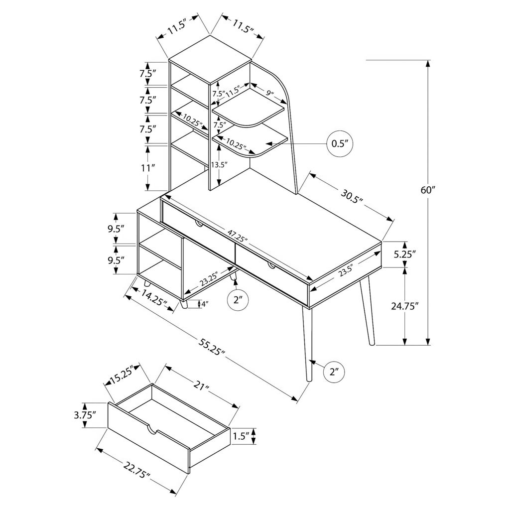 Bureau de travail avec étagère