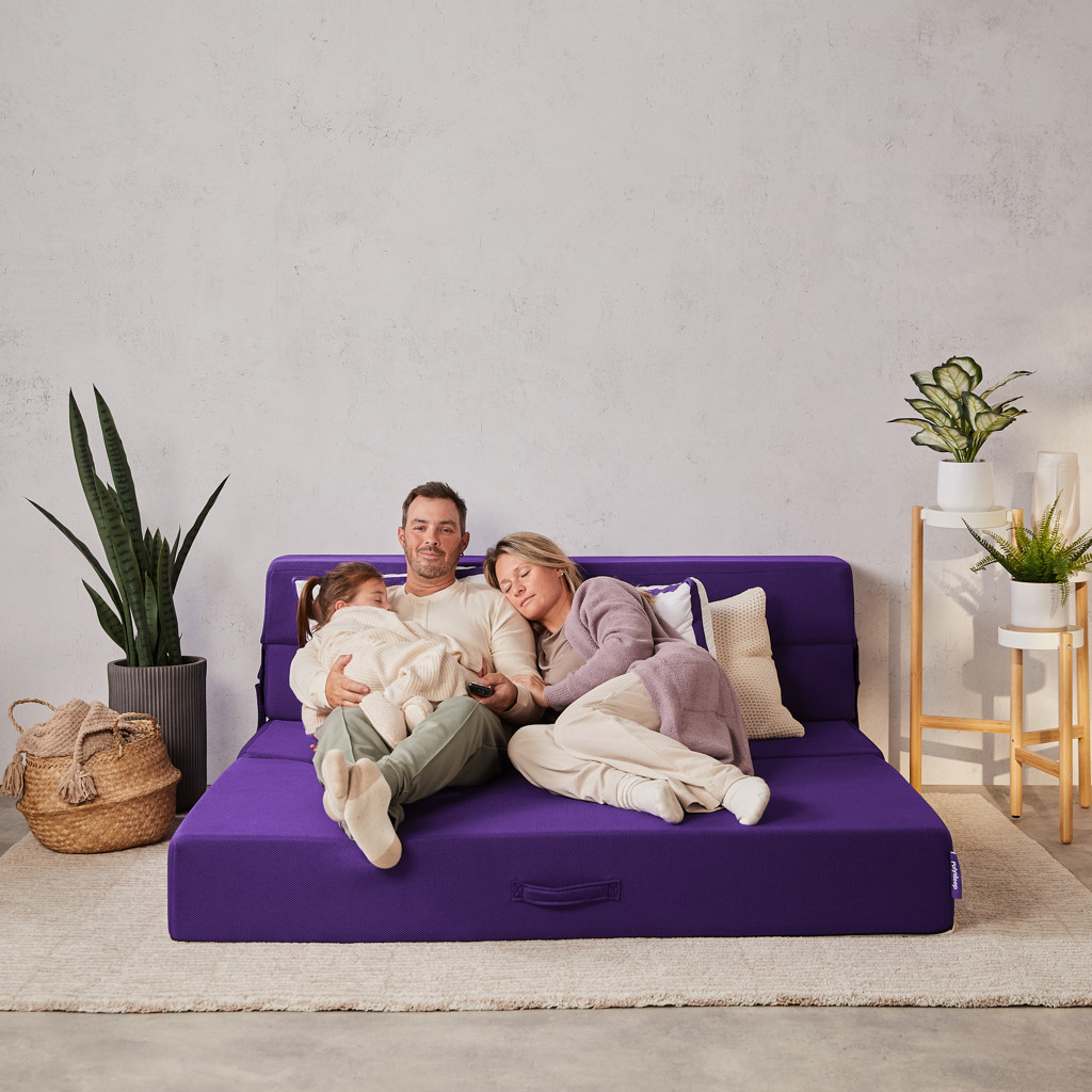 Sofa-lit en mousse Polycouch - Grand 2 places / Violet