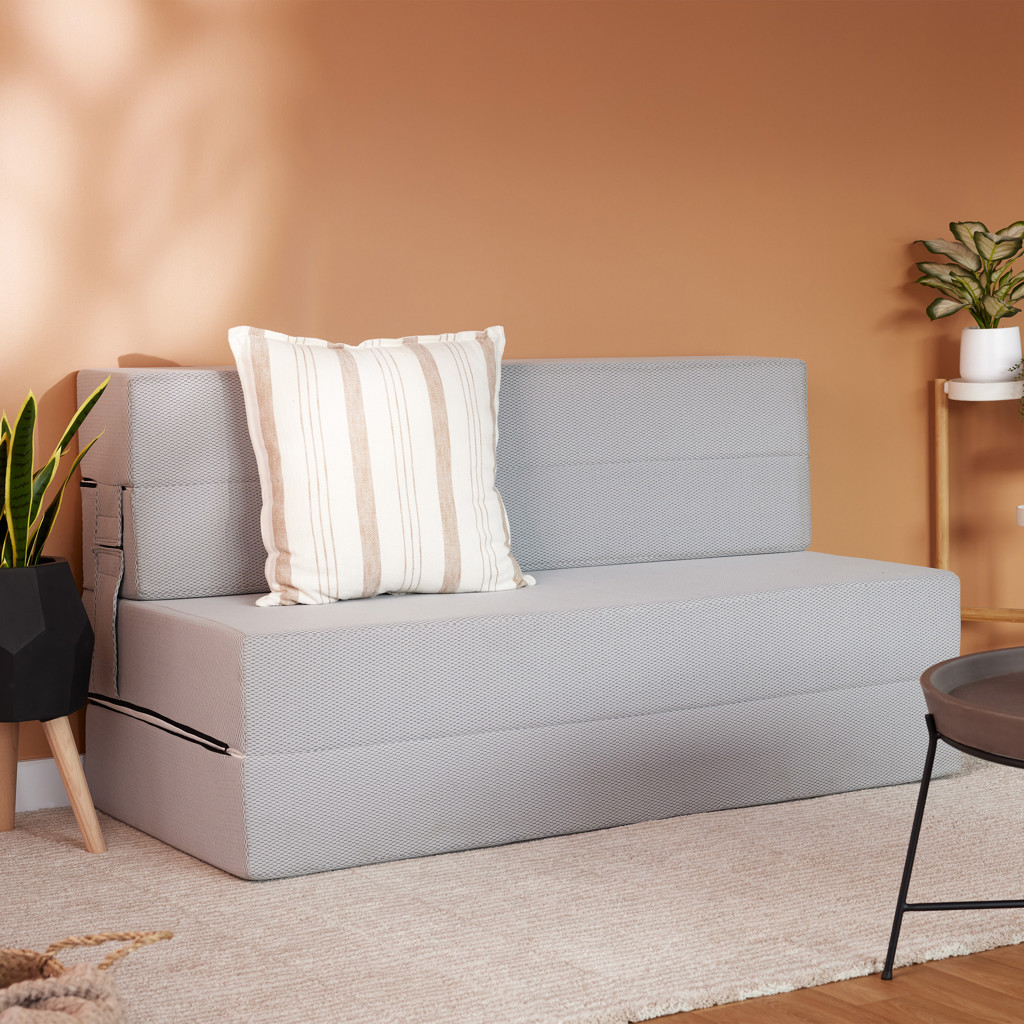 Sofa-lit en mousse Polycouch - Grand 2 places / Gris