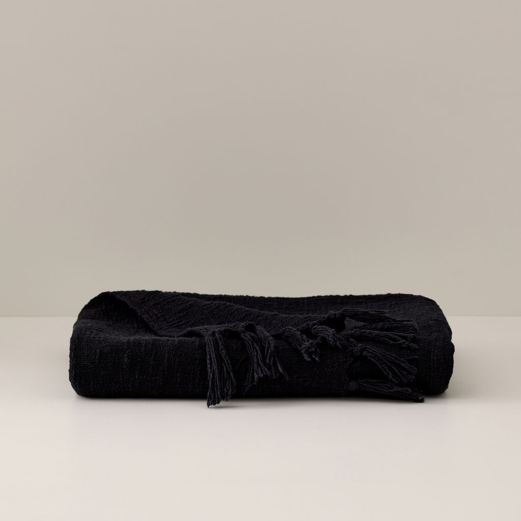 100% Cotton Black Throw 50