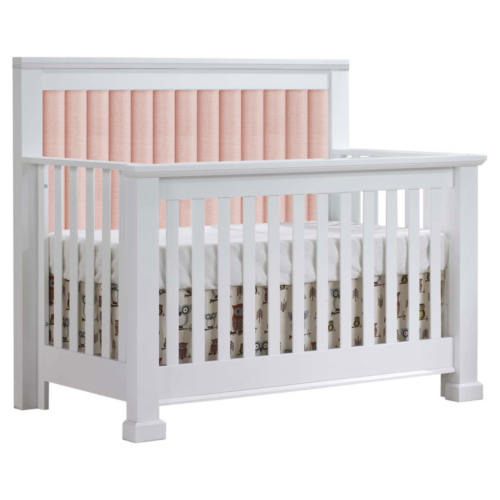 Taylor 5-in-1 Convertible Crib with Channel Tufted Upholstered Blush P