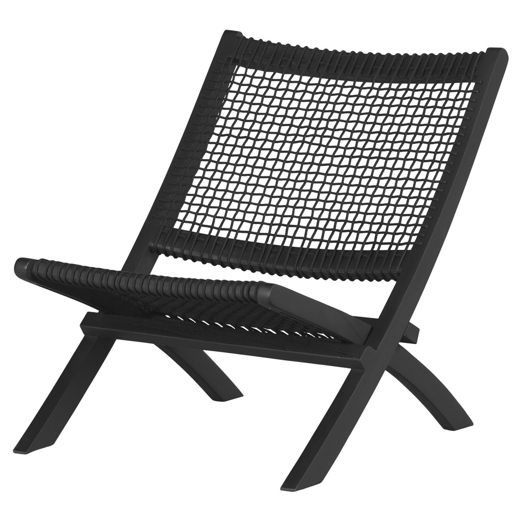 Wood and Woven Rope Outdoor Lounge Chair
