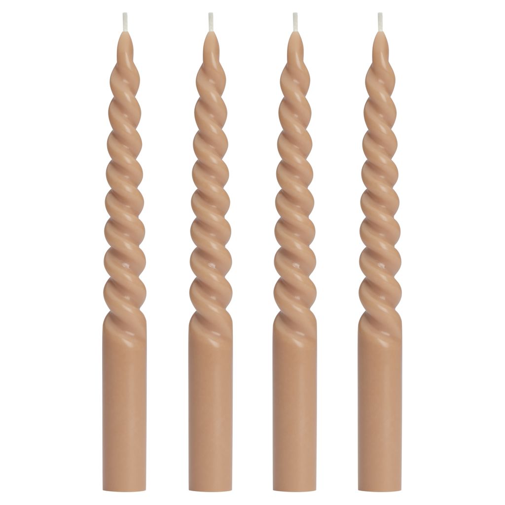 Bougies coniques torsadées - lot de 4