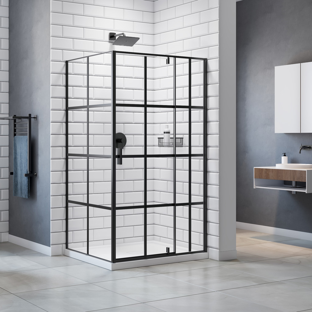 Levan 48-RP Shower Cabinet 36 x 48 Matt Black Finish with Acrylic Base