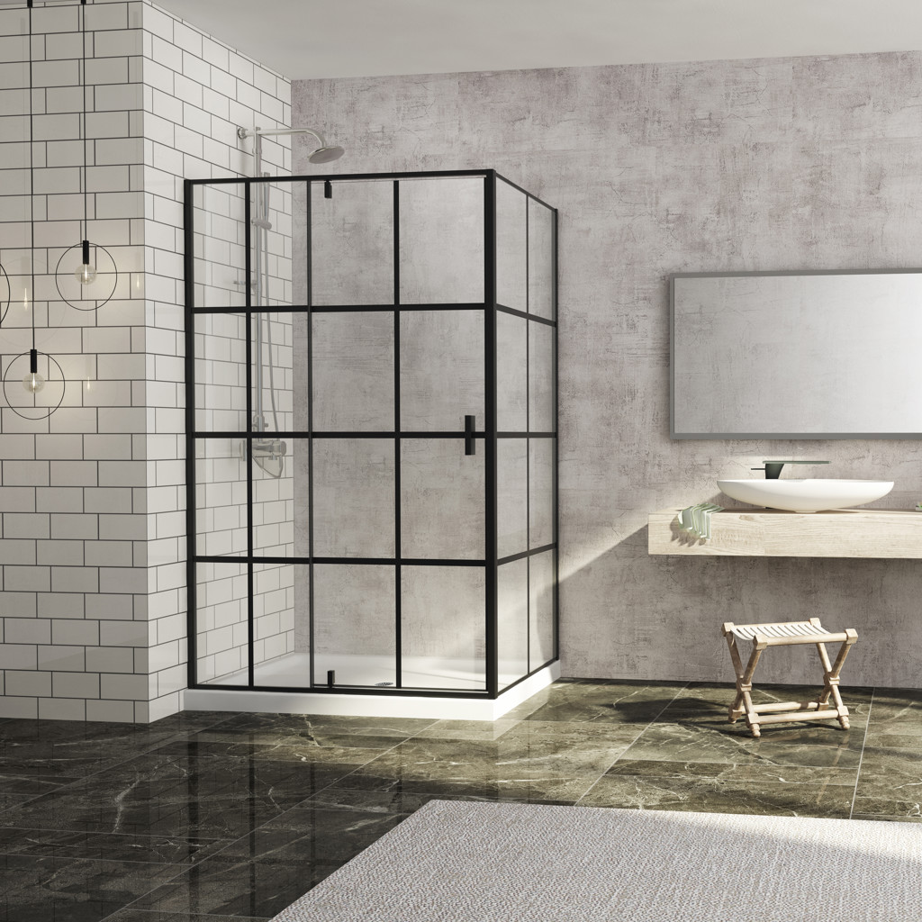 Levan 48-RP Shower Cabinet 36 x 48 Matt Black Finish with Acrylic Base