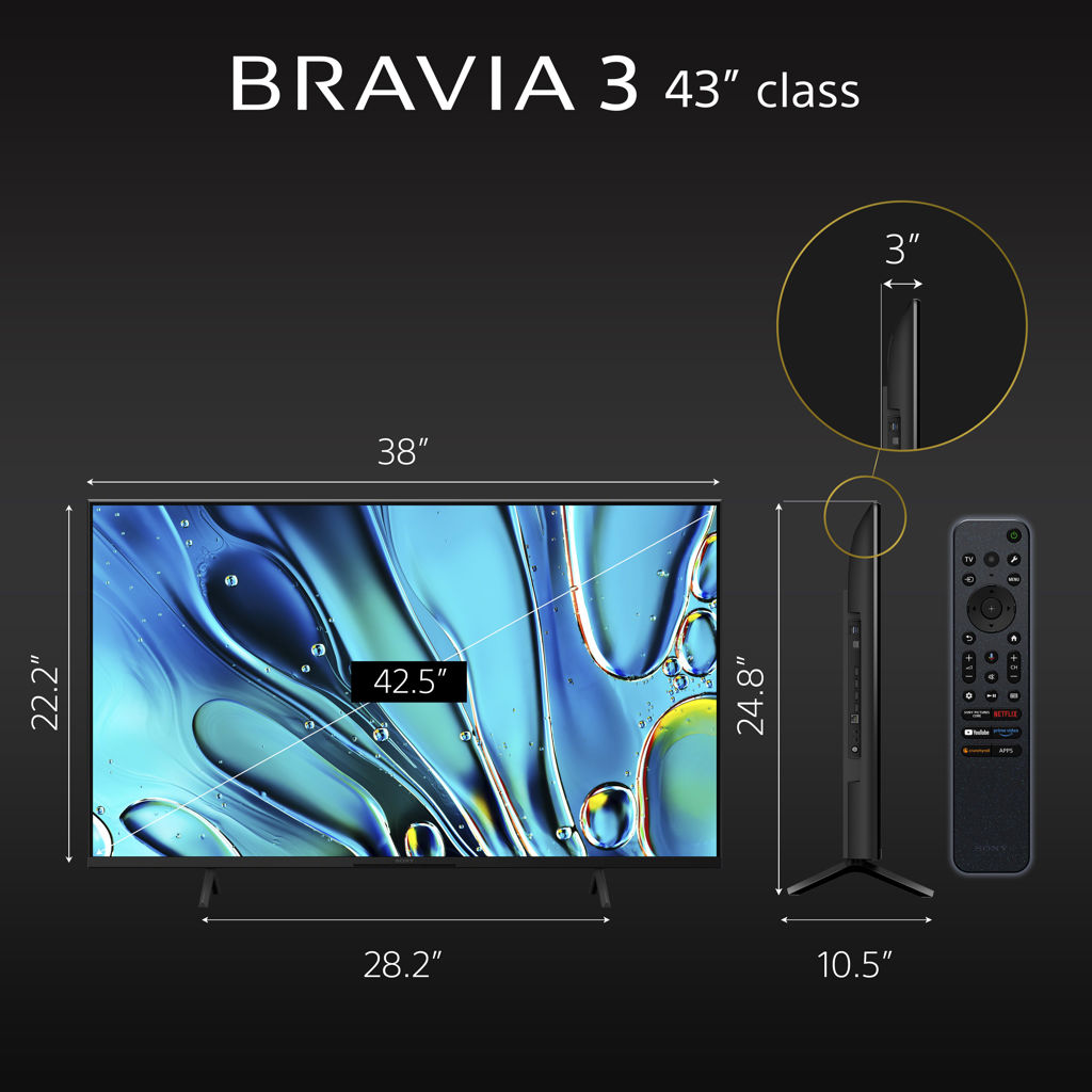 Téléviseur Bravia DEL 4K HDR Smart TV Bravia 3 - 43 po