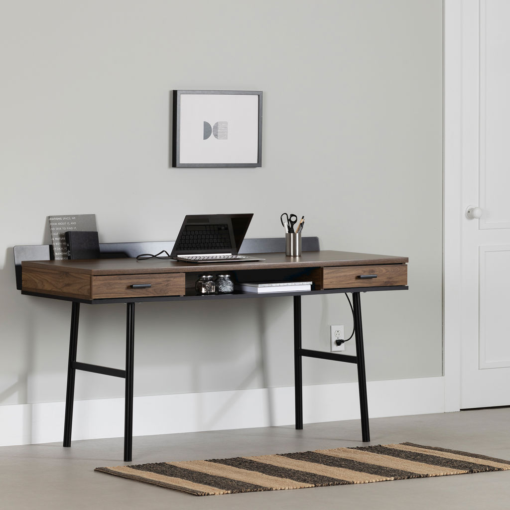 Edmon Desk with 2 Drawers with USB Outlet