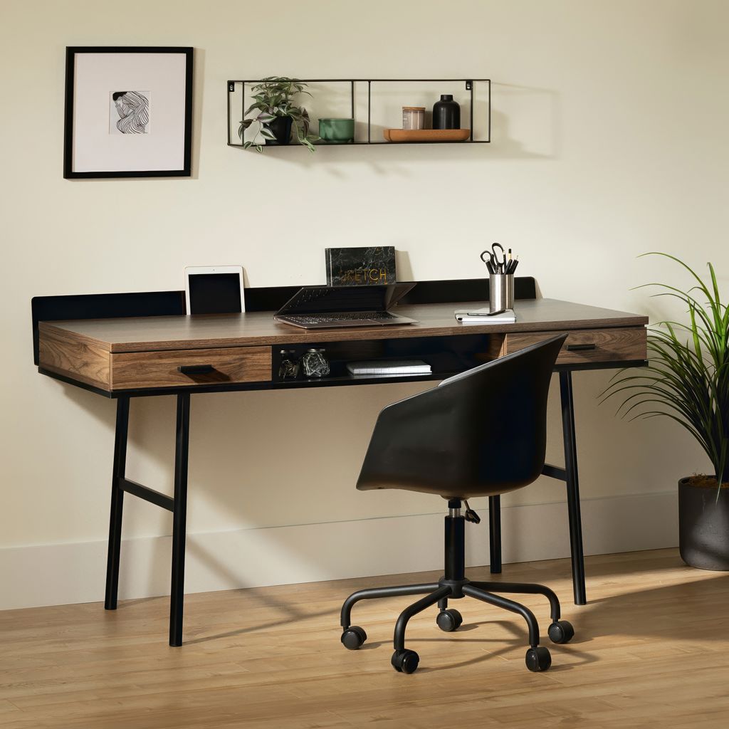 Edmon Desk with 2 Drawers with USB Outlet