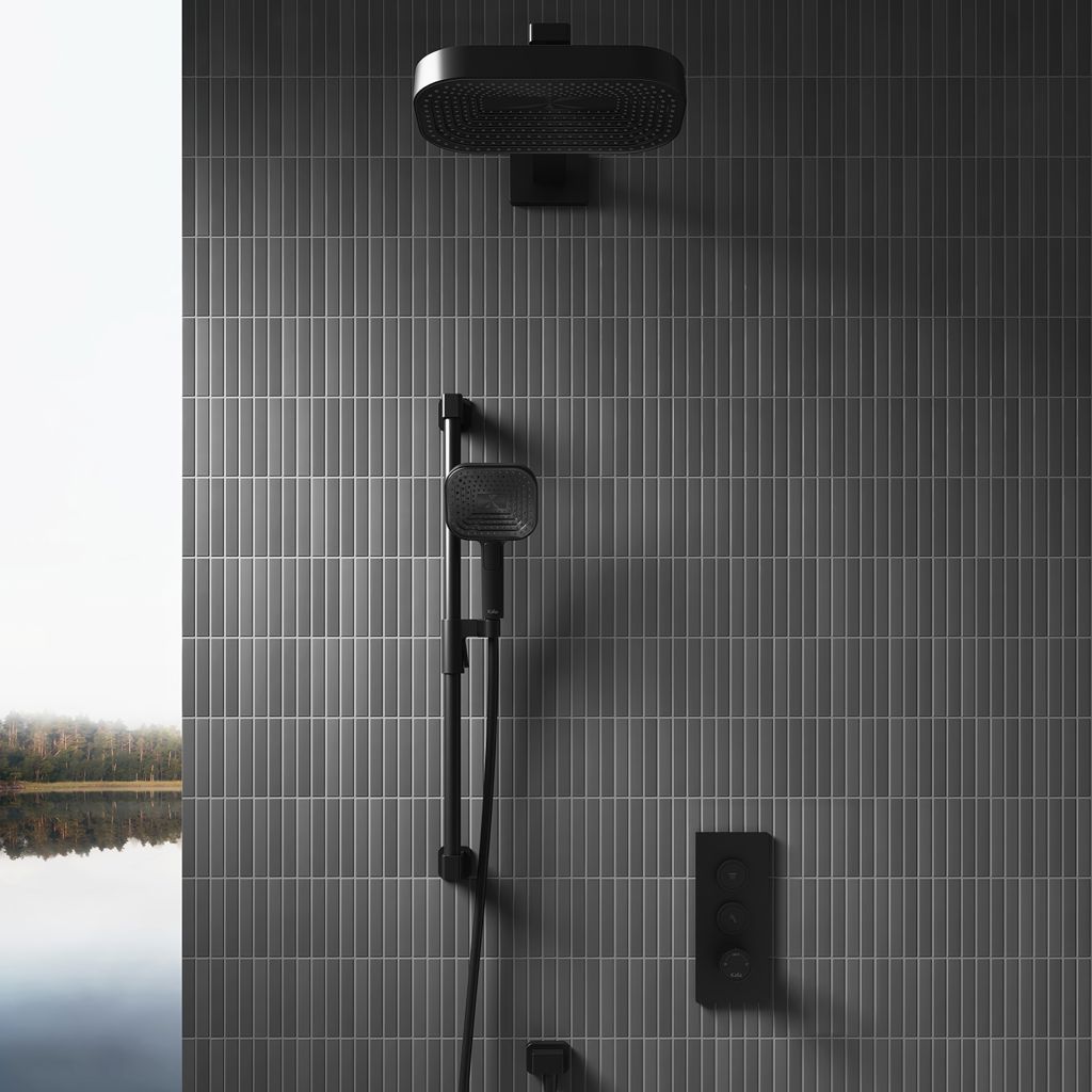 Kareo TB2 Premia Aquatonik Push-button Shower System with Wall Arm - Matte Black