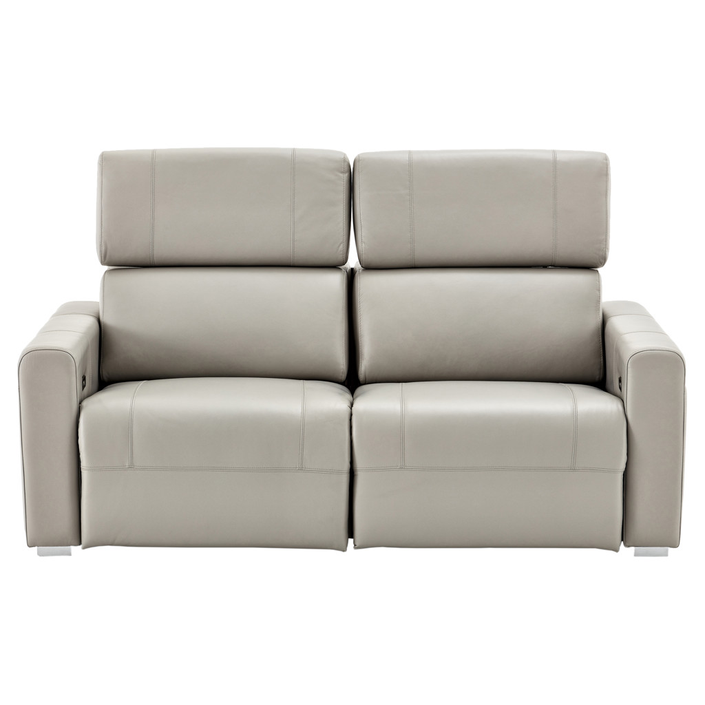 Power Recline Leather Condo Sofa with Adjustable Headrests