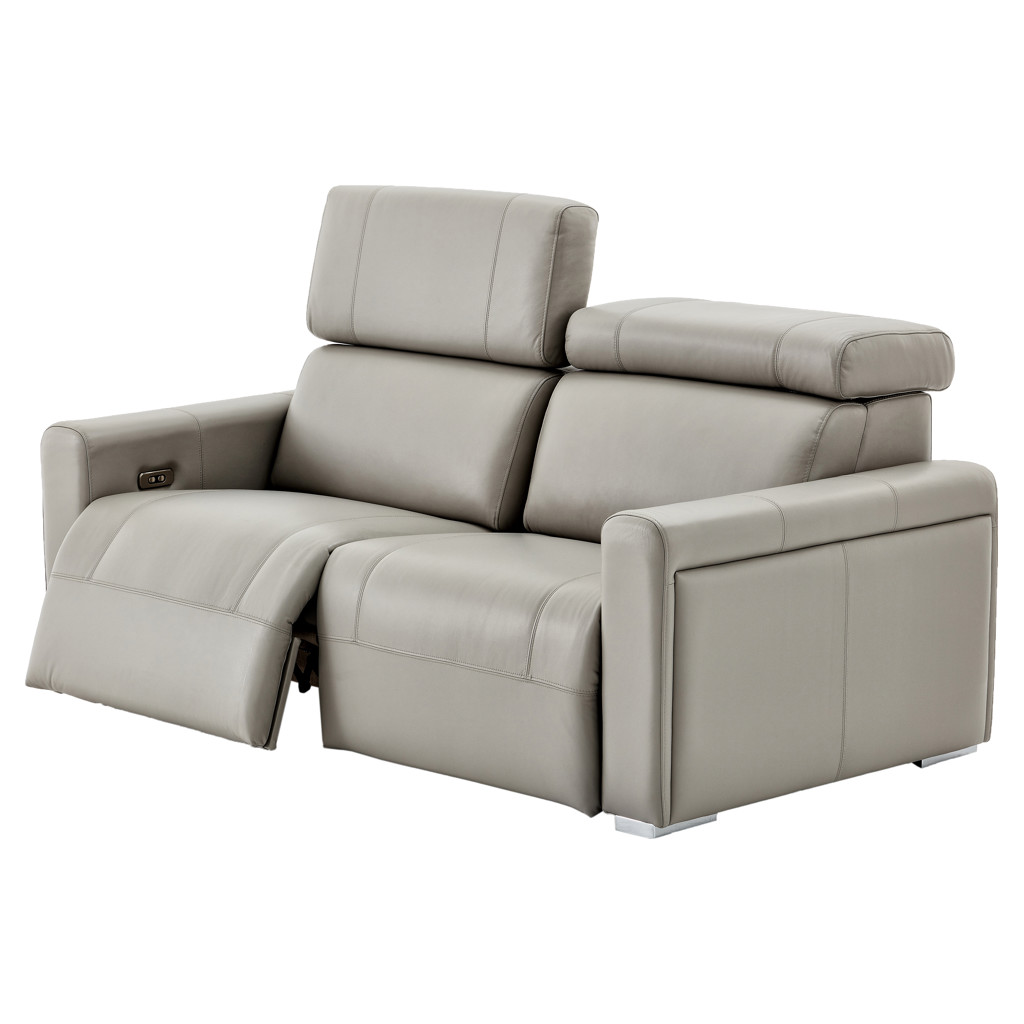 Power Recline Leather Condo Sofa with Adjustable Headrests