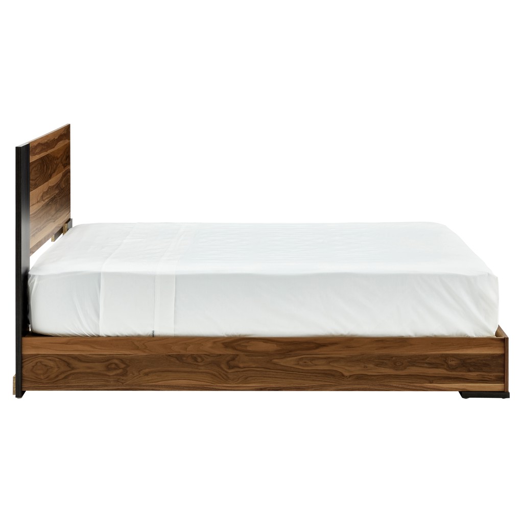 Contemporary Walnut Color Platform Bed with Headboard (Queen)