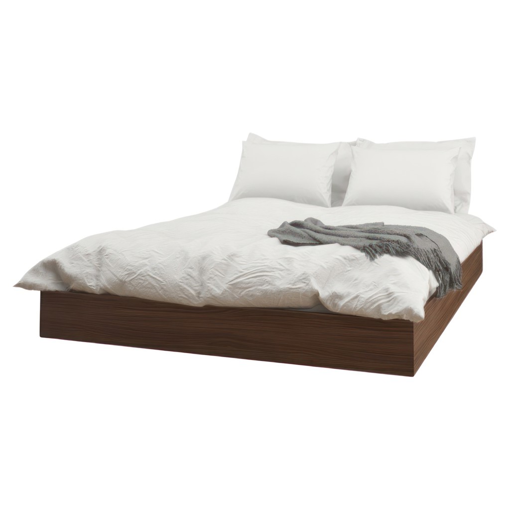 2-pc Platform Bed with Rustic Chic Headboard (Queen)