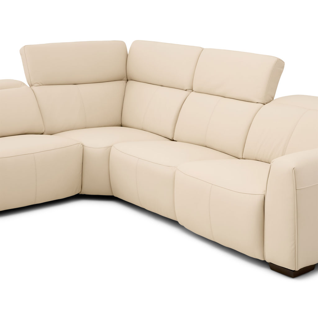 茶 LE st Power Recline Leather Sectional with Adjustable Headrests