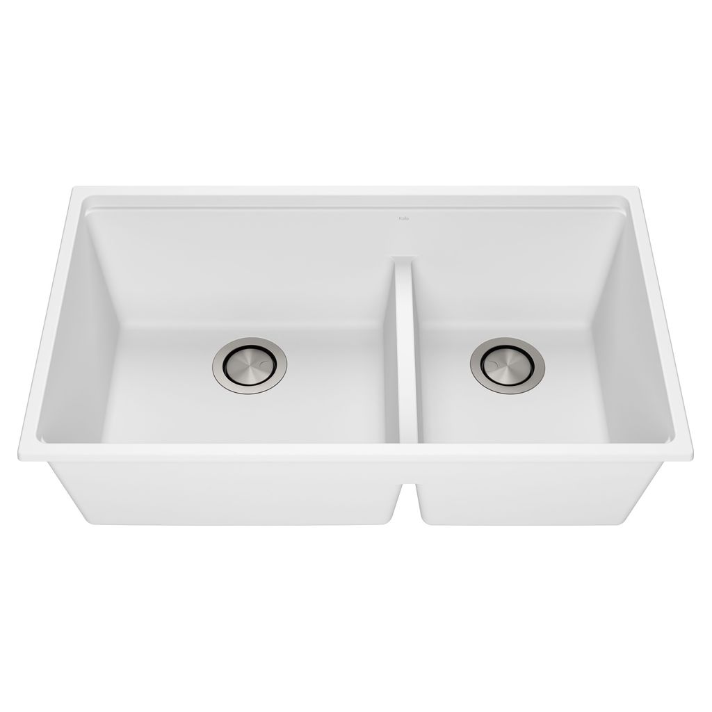 Évier de cuisine double Granistone 33 po sous-plan - Blanc