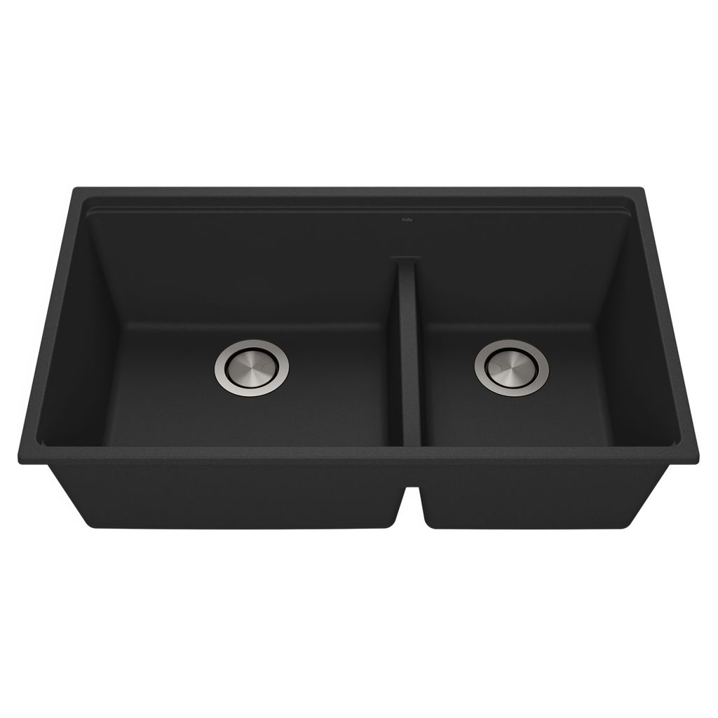 Évier de cuisine double Granistone 33 po sous-plan - Noir