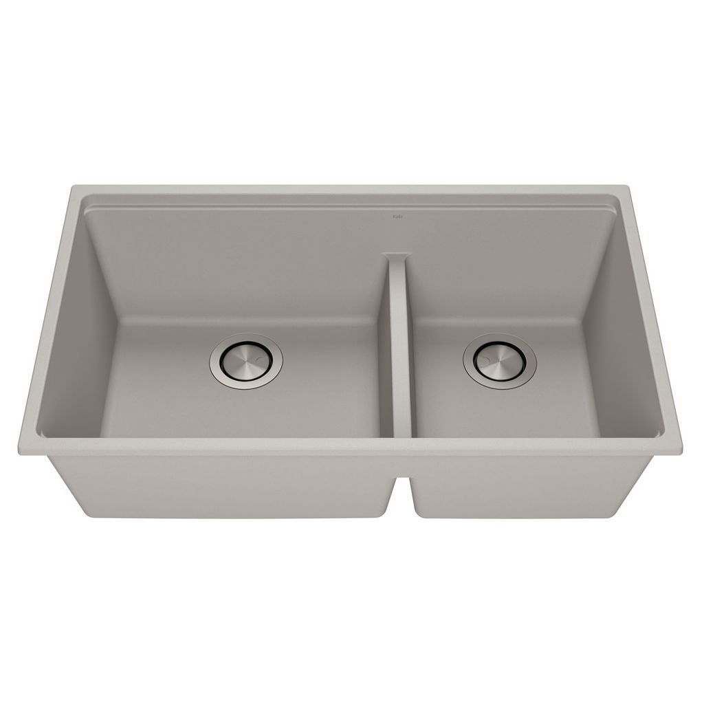 Évier de cuisine double Granistone 33 po sous-plan - Gris