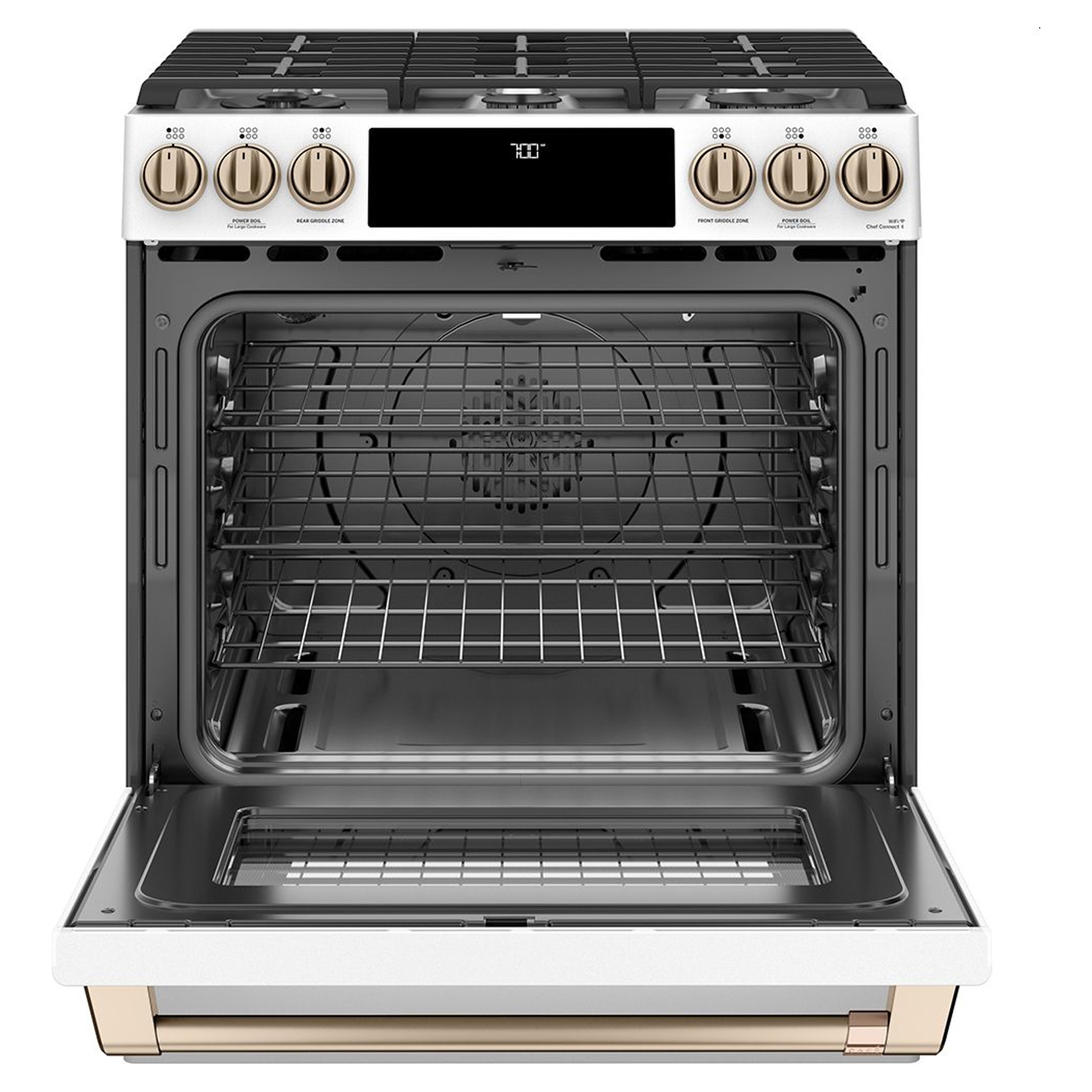 30" SlideIn Front Control Gas Oven with Convection Range Matte White