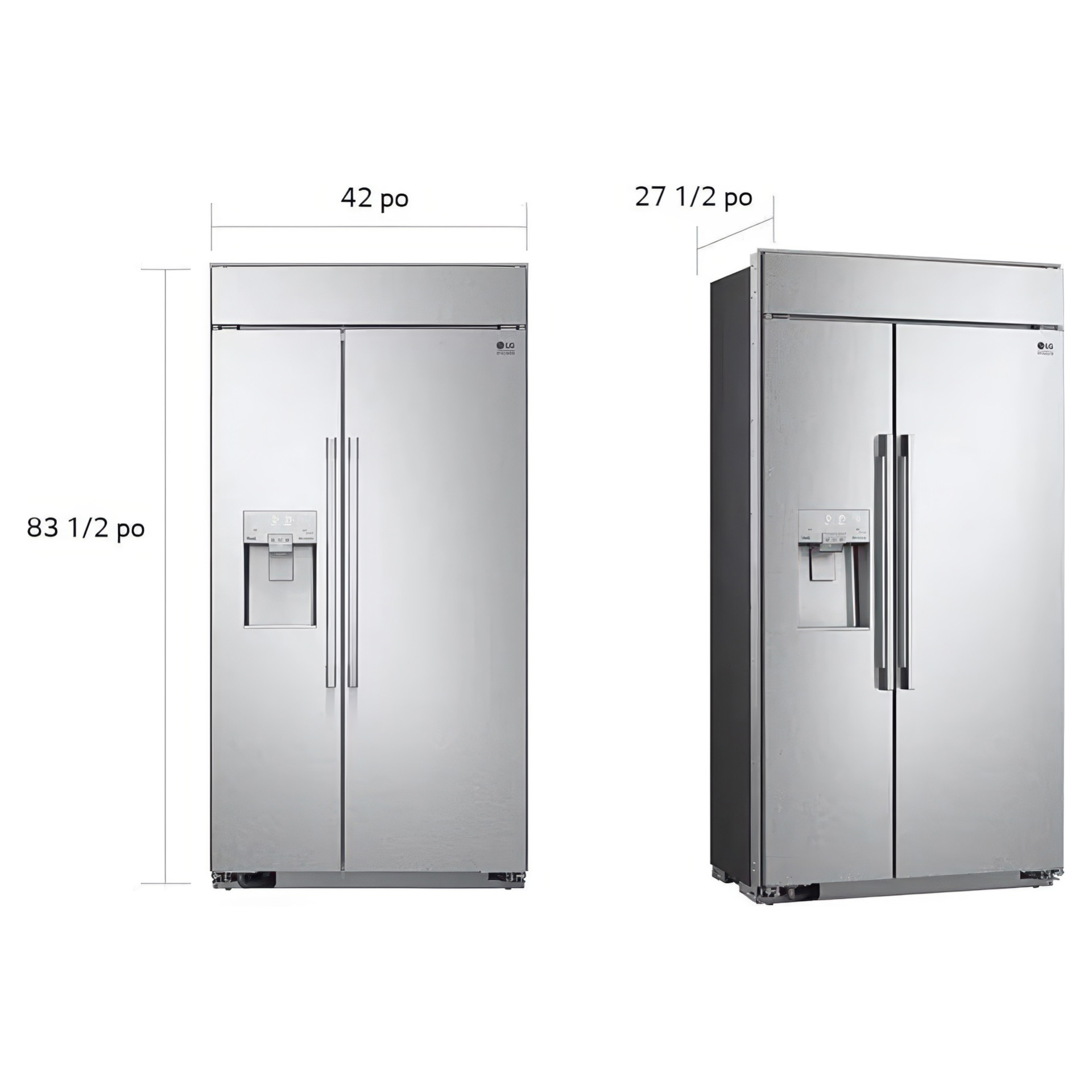 L　G×2 N×2 25.6 cu. ft. Side-by-Side Built-in Refrigerator LG