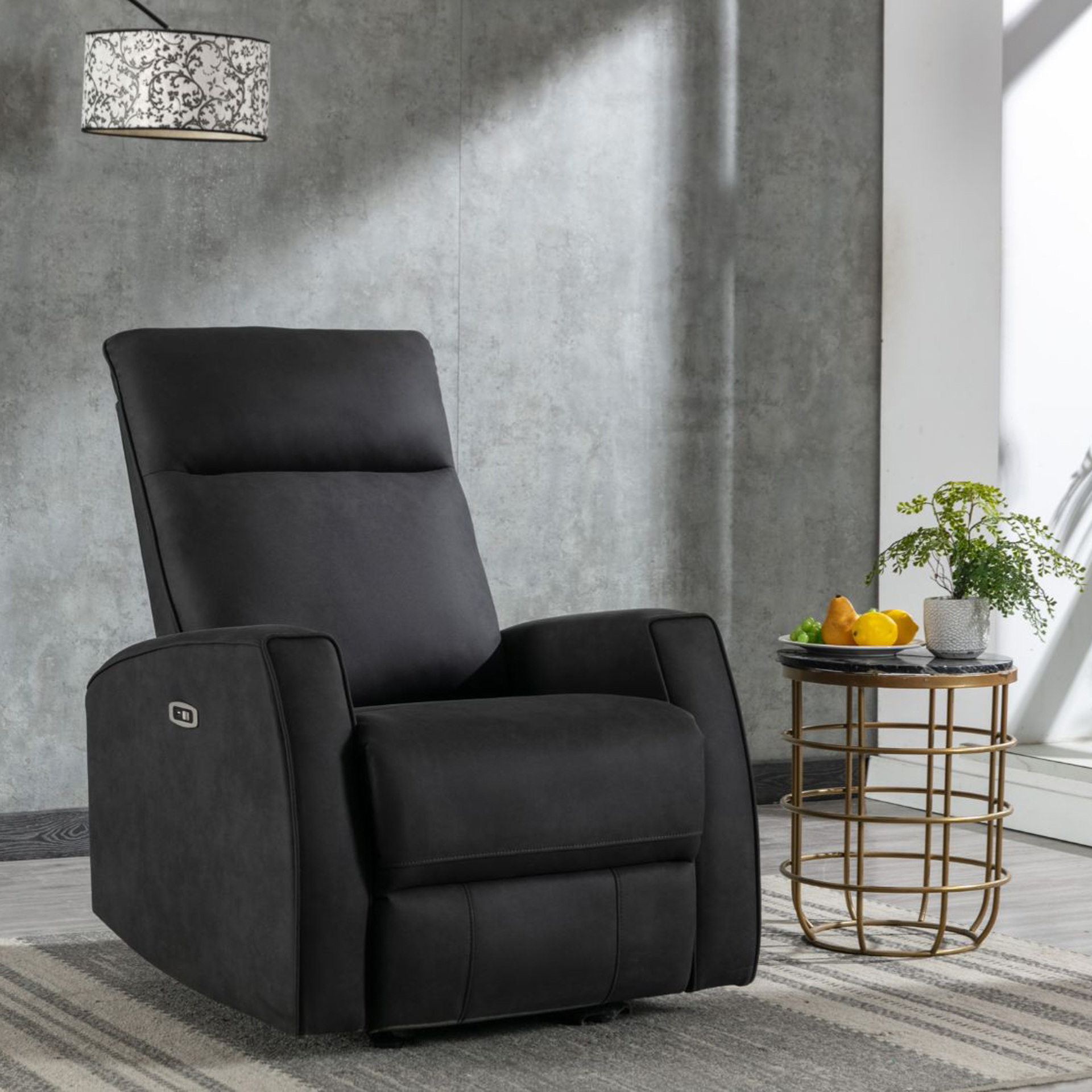 Power Fabric Rocker Recliner Mazin 99069P-BLK-1 | Tanguay