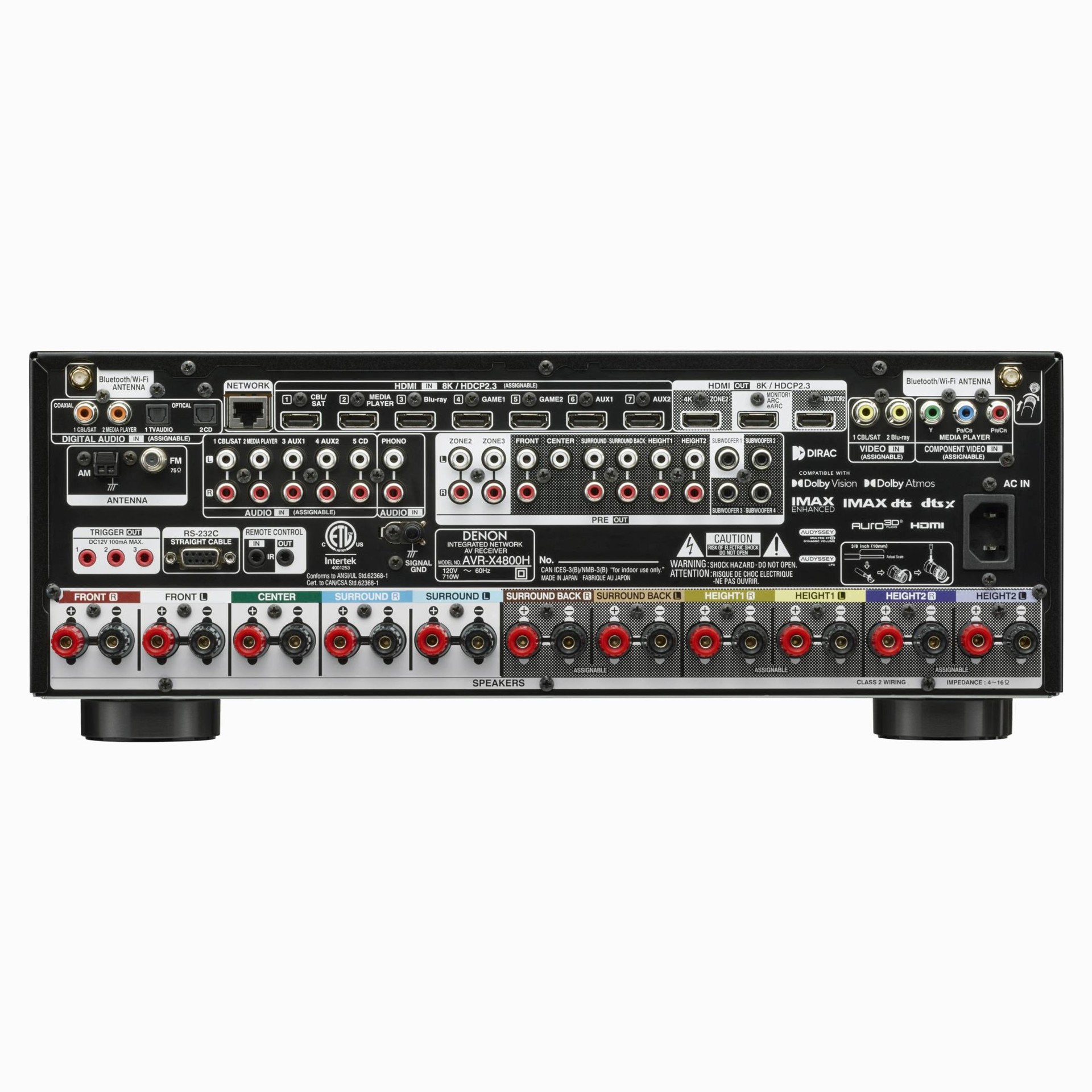 9.4 Channel Home Theater Receiver 8K 1125W Denon AVRX4800HBKE3