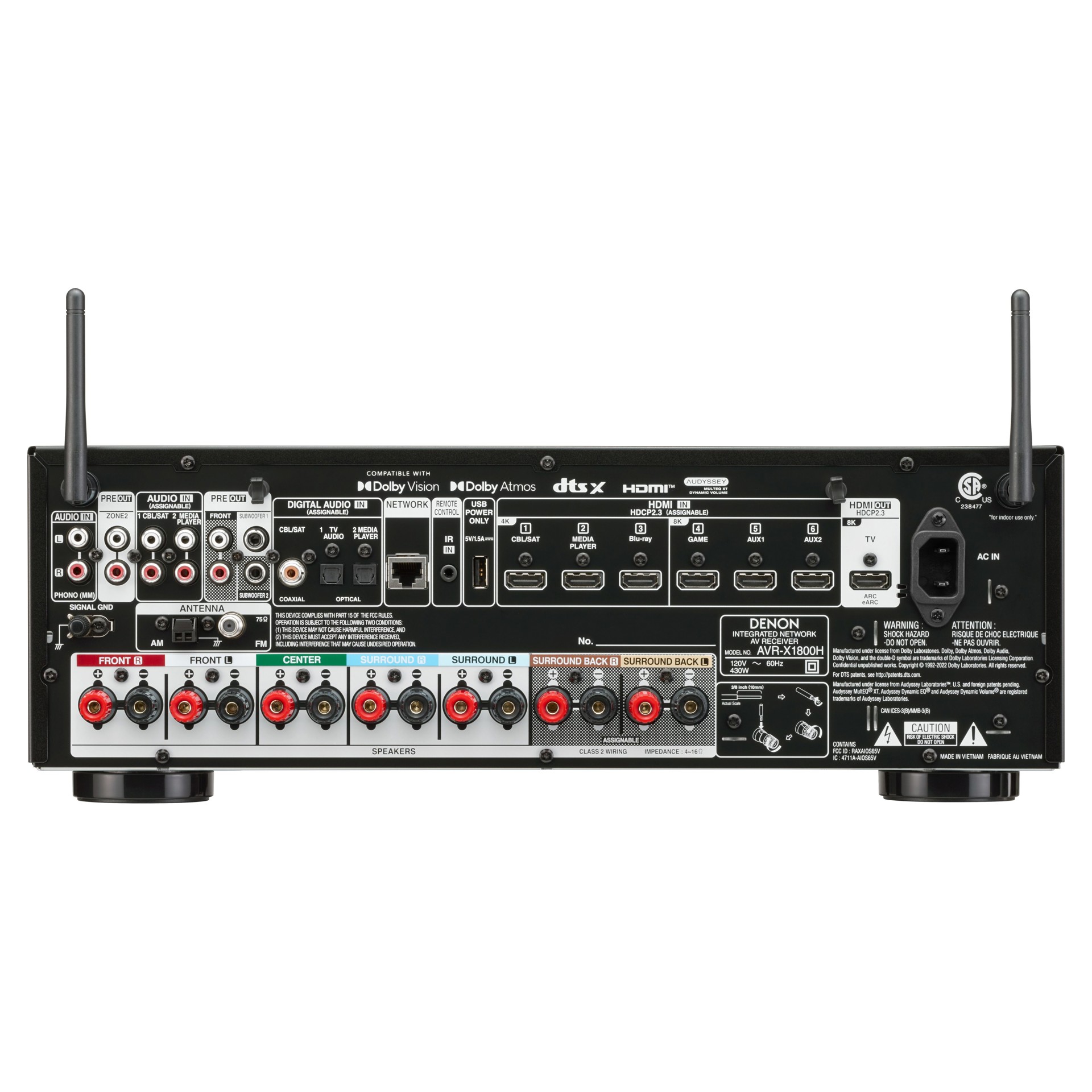 8K Video and 3D Audio Experience 7.2-Channel Receiver 80W Denon