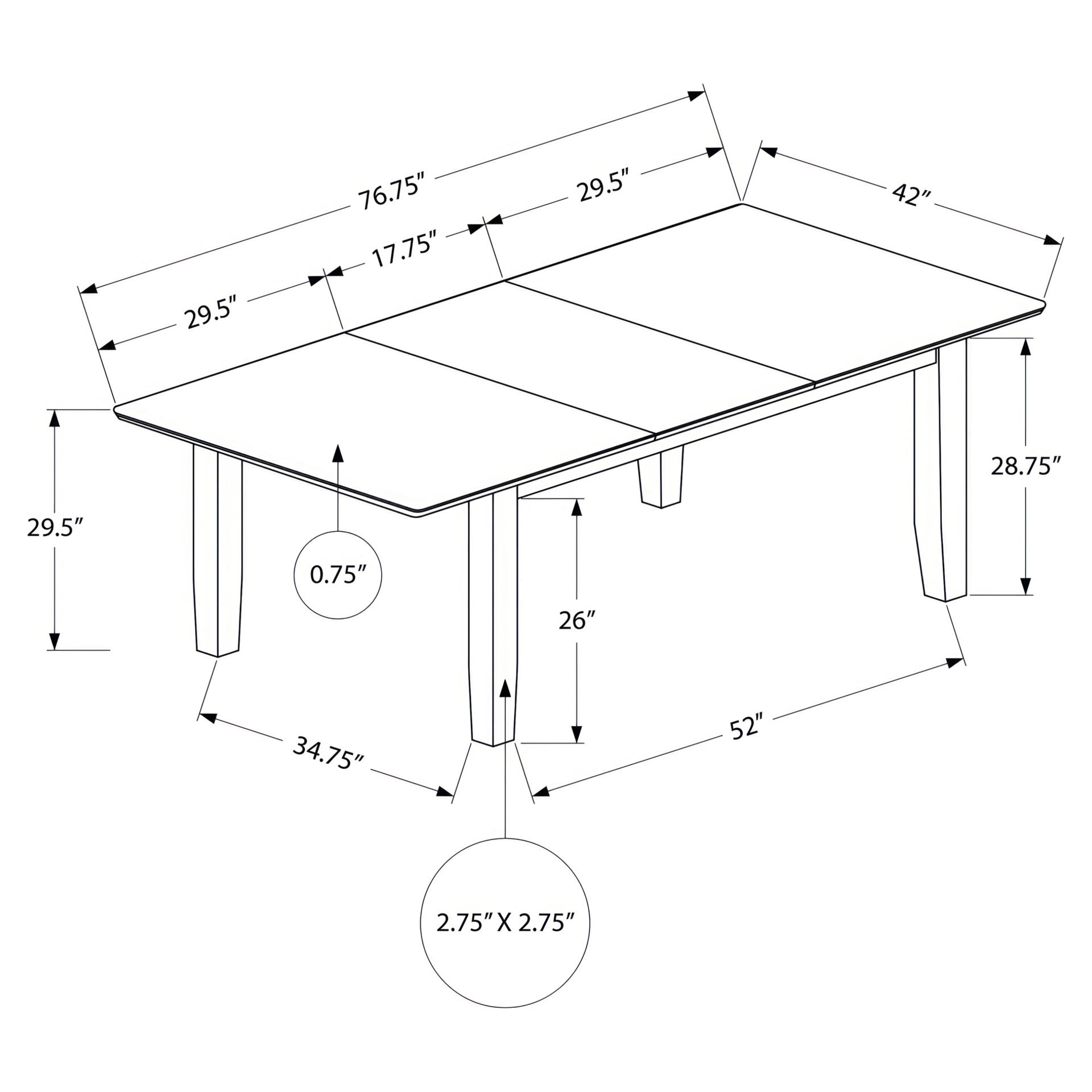 1331 Collection Dining Table Monarch Specialties I 1331 | Tanguay