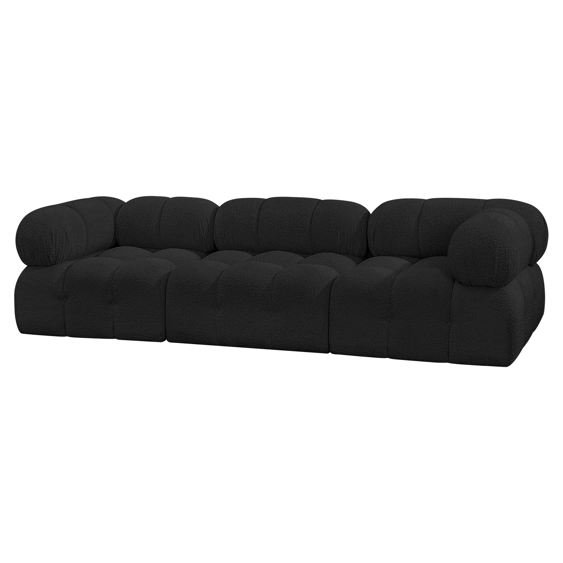 Ames Black Boucle Fabric Modular Sofa Meridian Furniture 611BLACKS102A