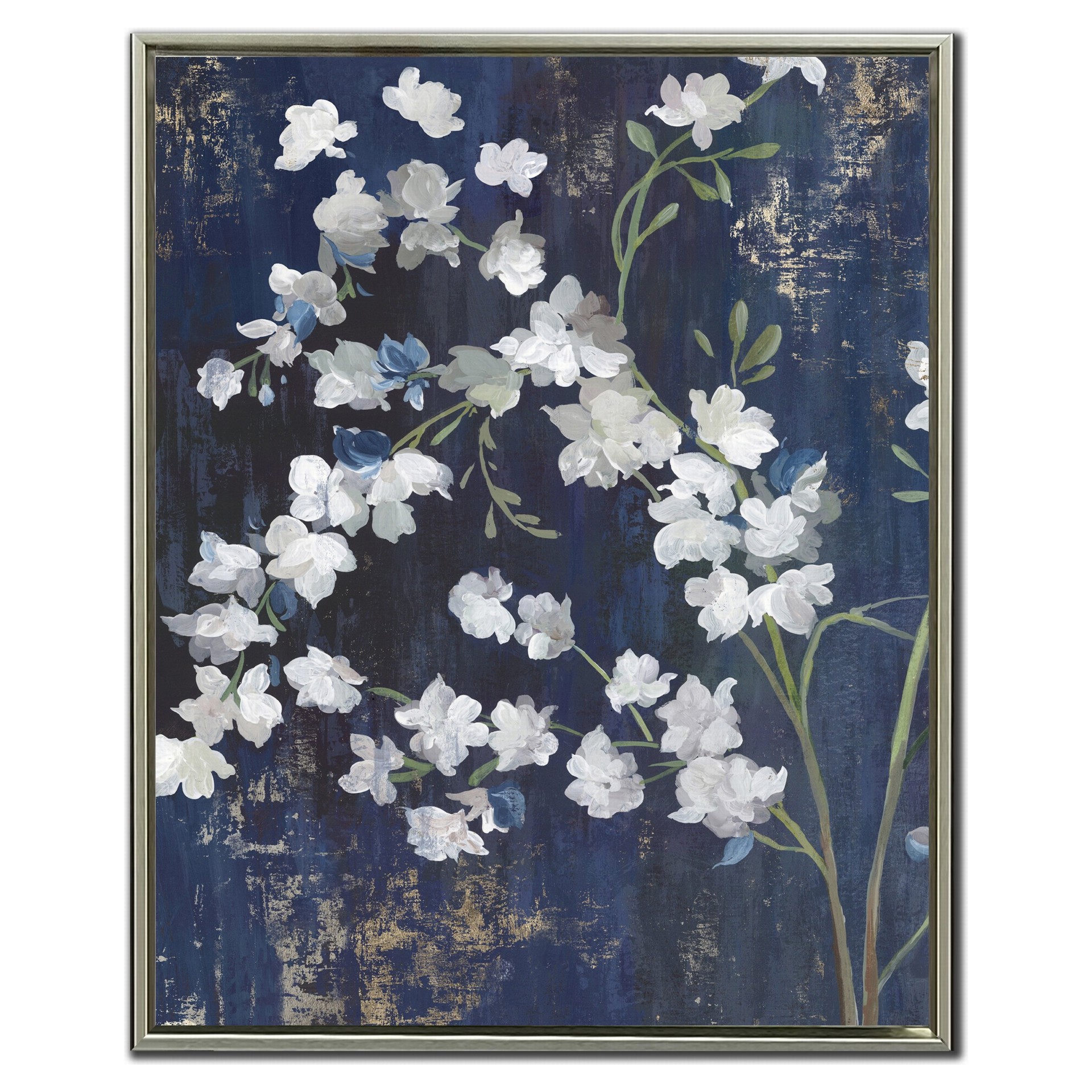 Navy Blossoms I Canvas 24