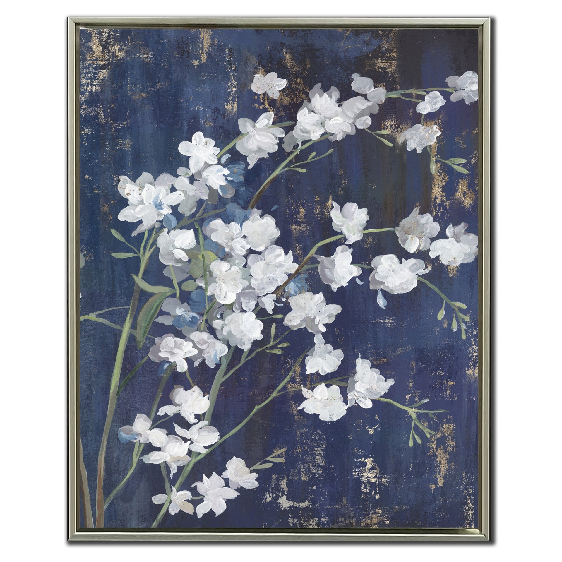 Navy Blossoms II Canvas 24