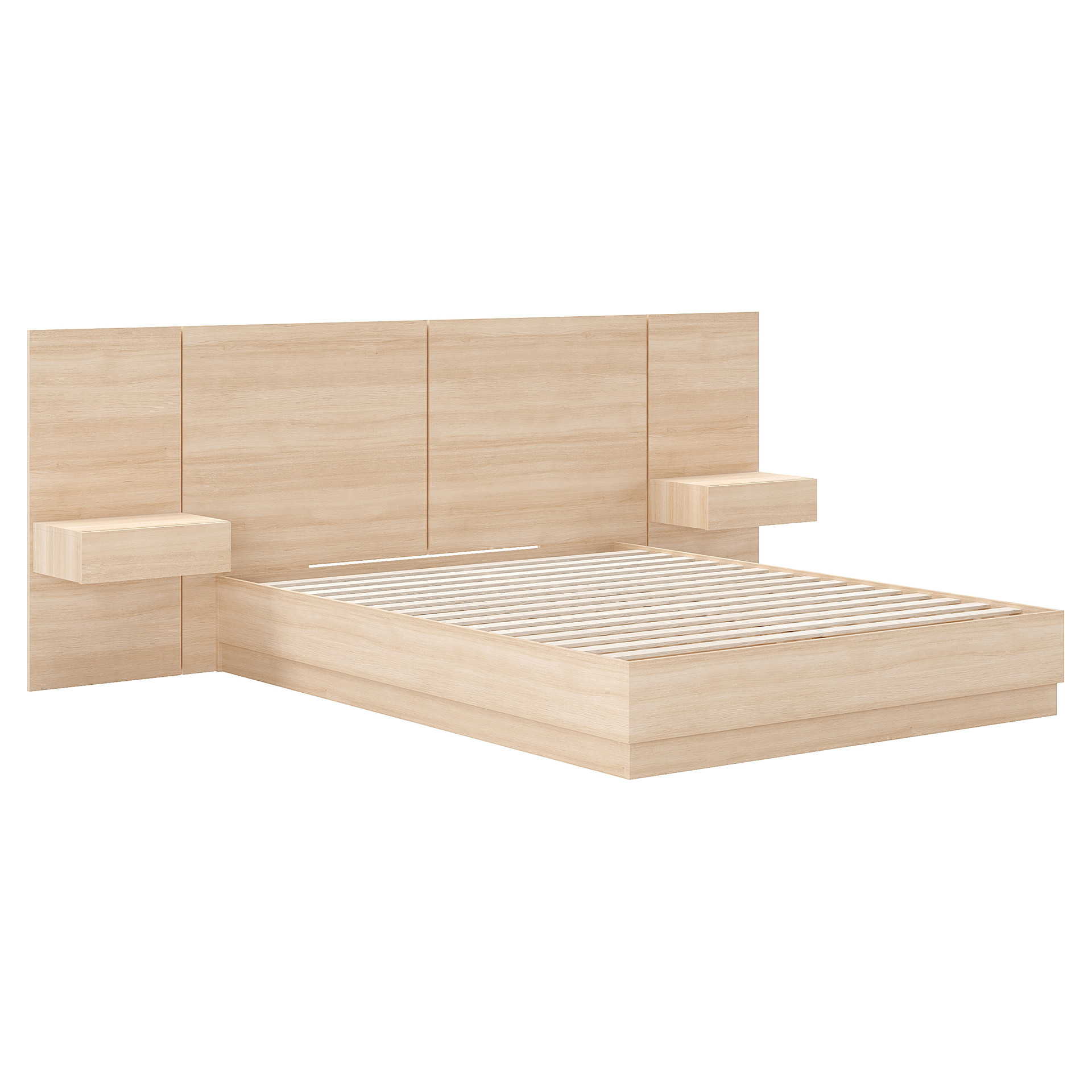 Milano Platform Bed with Headboard and Integrated Nightstands