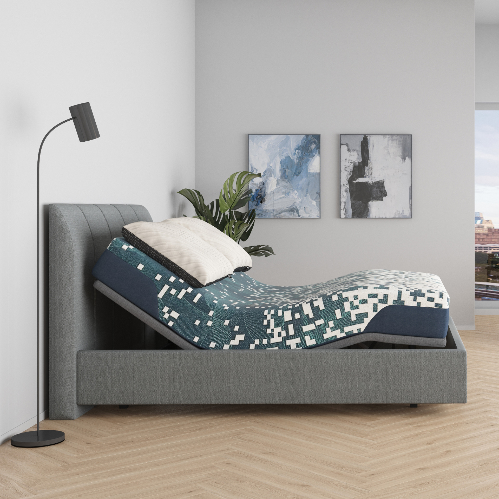 Adjustable Bed Base with Z-Contour Pixel Medium-Firm Mattress