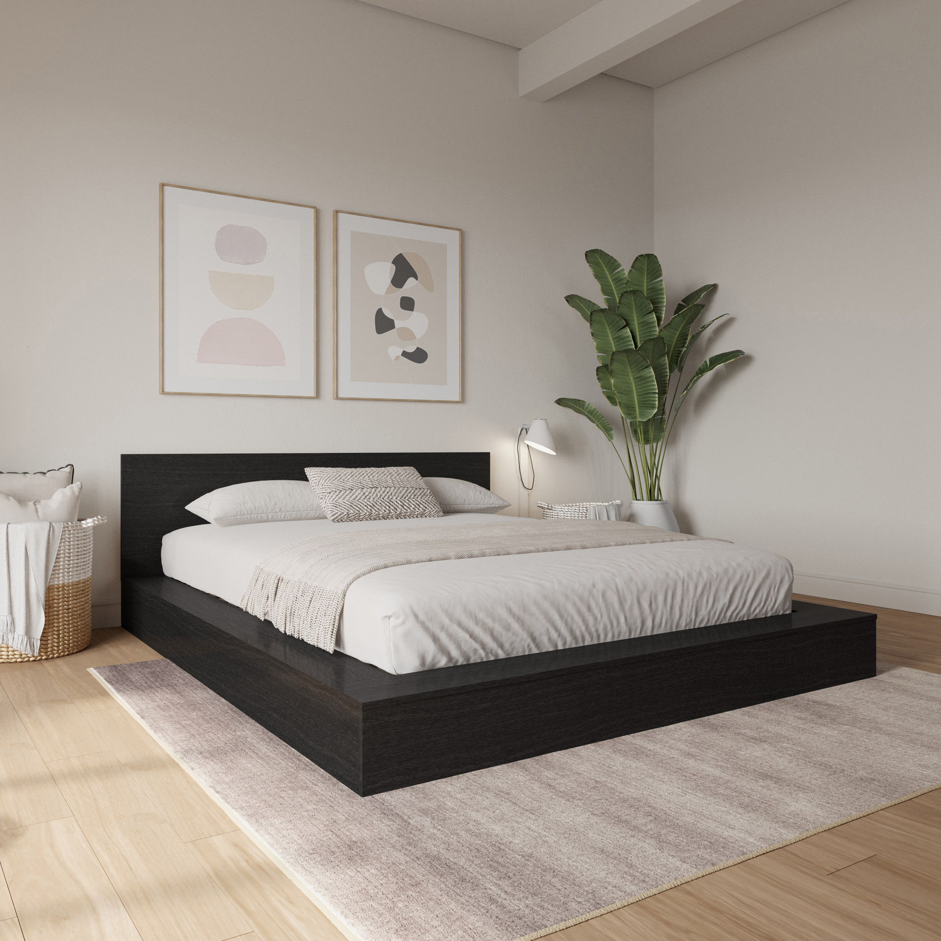 Kanso Low Platform Bed with Headboard (Queen) Nexera 246091
