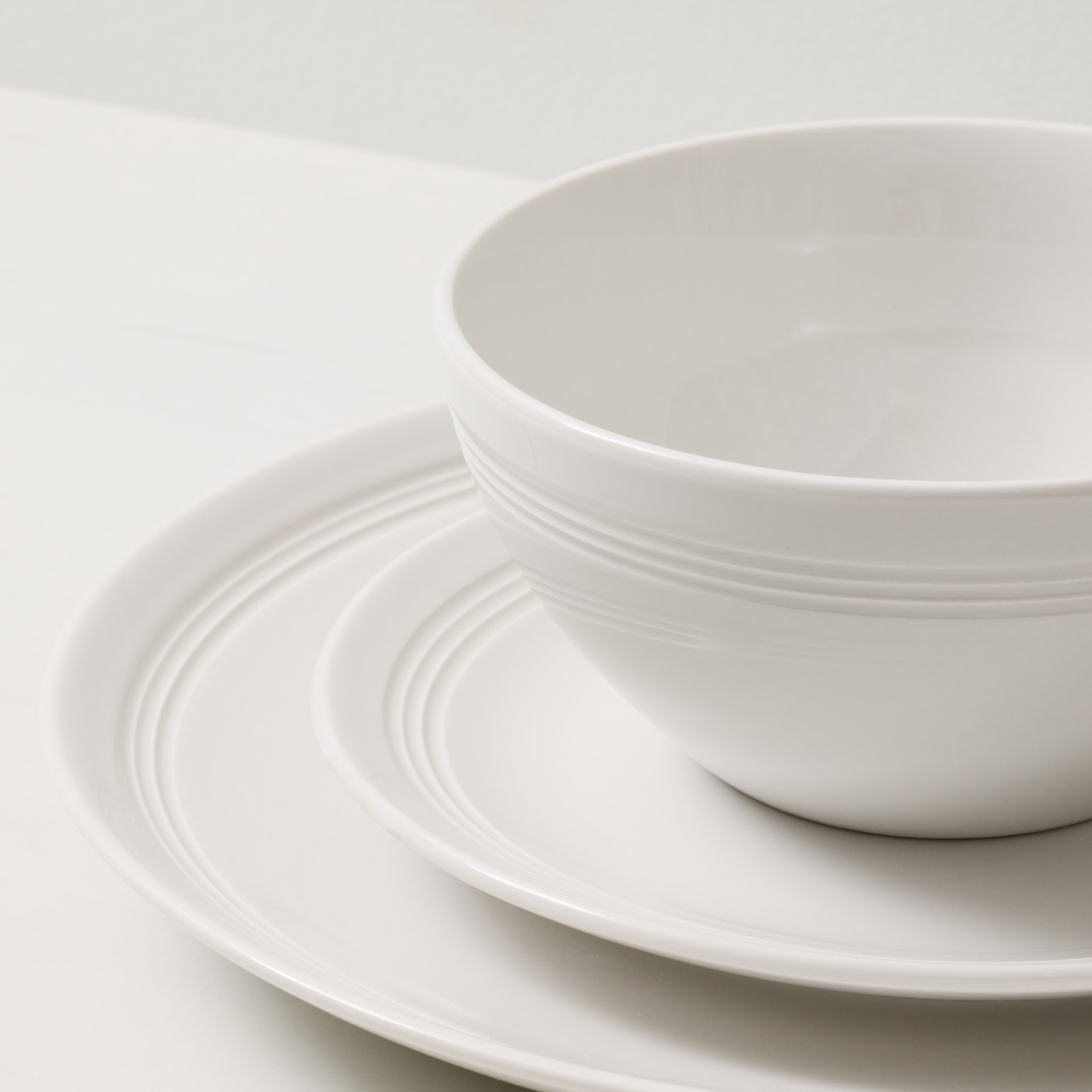 Vajilla Porcelana Blanca CreaTable Luna Socket - Vajilla 12 Piezas 6 Personas, Porcelana Blanca Platos Lavavajillas Microondas