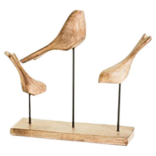 Sculpture Oiseaux en bois naturel