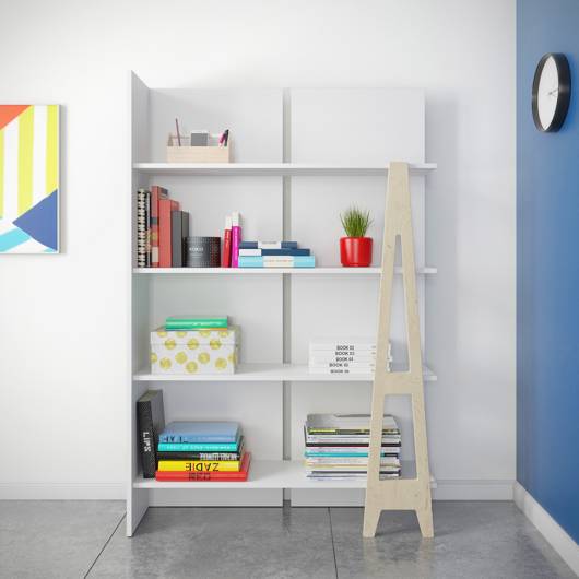 Atypik bookcase, white and cherry wood plywood Nexera 608503 | Tanguay