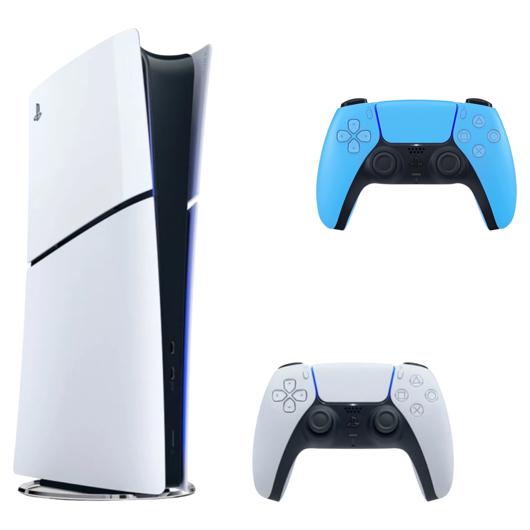 PS5 Slim Digital HW Console and DualSense Blue Wireless Controller 