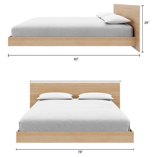 Satori Natural Oak Platform Bed with Headboard - King Nexera
