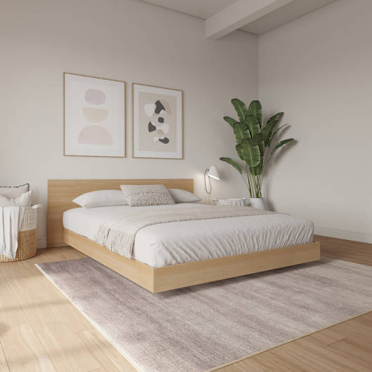 Satori Natural Oak Platform Bed with Headboard - Queen Nexera