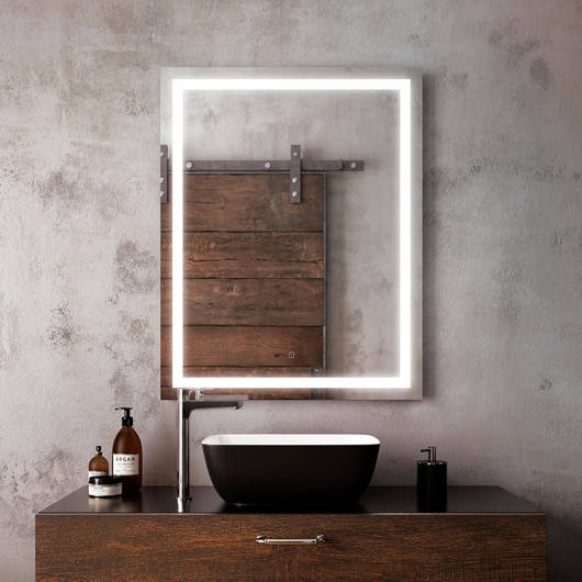 Miroir à éclairage DEL 30” x 38” Effect avec bande givrée à l'intérieur Kalia