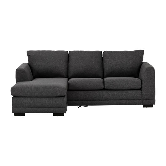 Sofa en tissu gris avec chaise longue à gauche