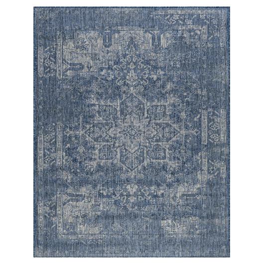 Tapis rectangle bleu et gris fondu