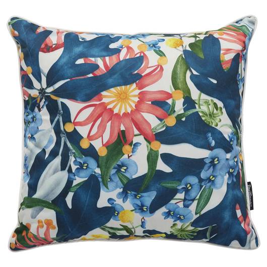 Coussin de sol 40 x 40 cm - Feuillage éventail - Bleu canard